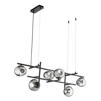 Ondaluce - Lustr na lanku JEWEL 6xE14/10W/230V černá/kouřová černá