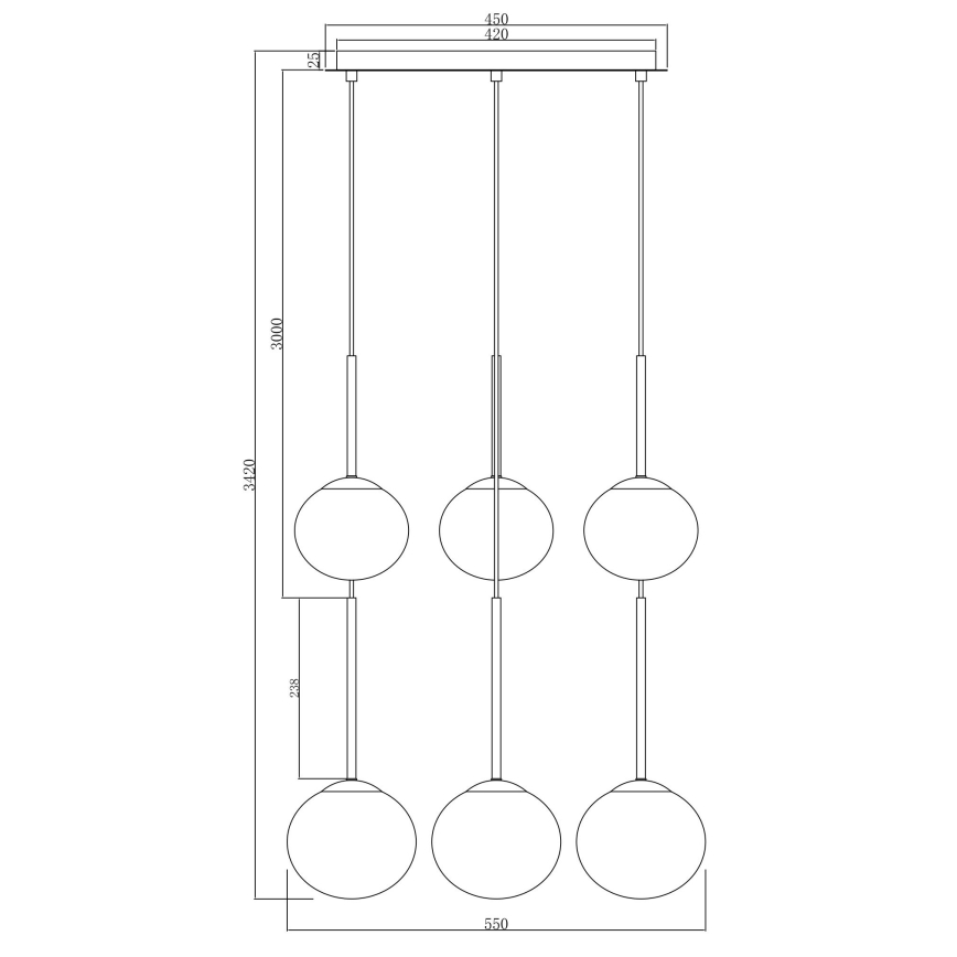 Ondaluce - Lustr na lanku JEWEL 6xE14/10W/230V pr. 55 cm černá/kouřová černá