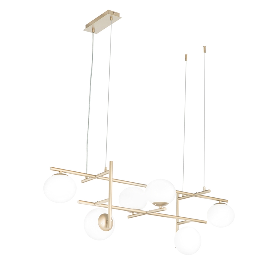 Ondaluce - Lustr na lanku JEWEL 6xE14/10W/230V zlatá/bílá