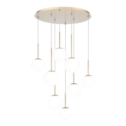 Ondaluce - Lustr na lanku JEWEL 8xE14/10W/230V pr. 70 cm zlatá/bílá