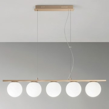 Ondaluce - Lustr na lanku MONILE 5xE14/10W/230V zlatá/bílá