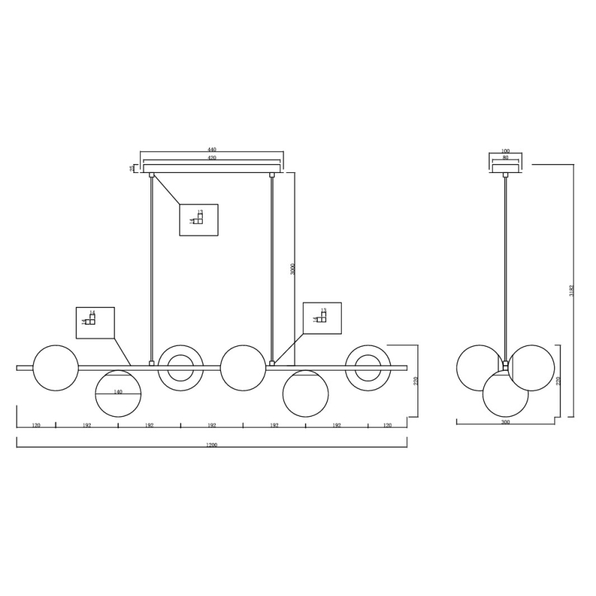 Ondaluce - Lustr na lanku MONILE 6xE14/10W/230V zlatá/bílá