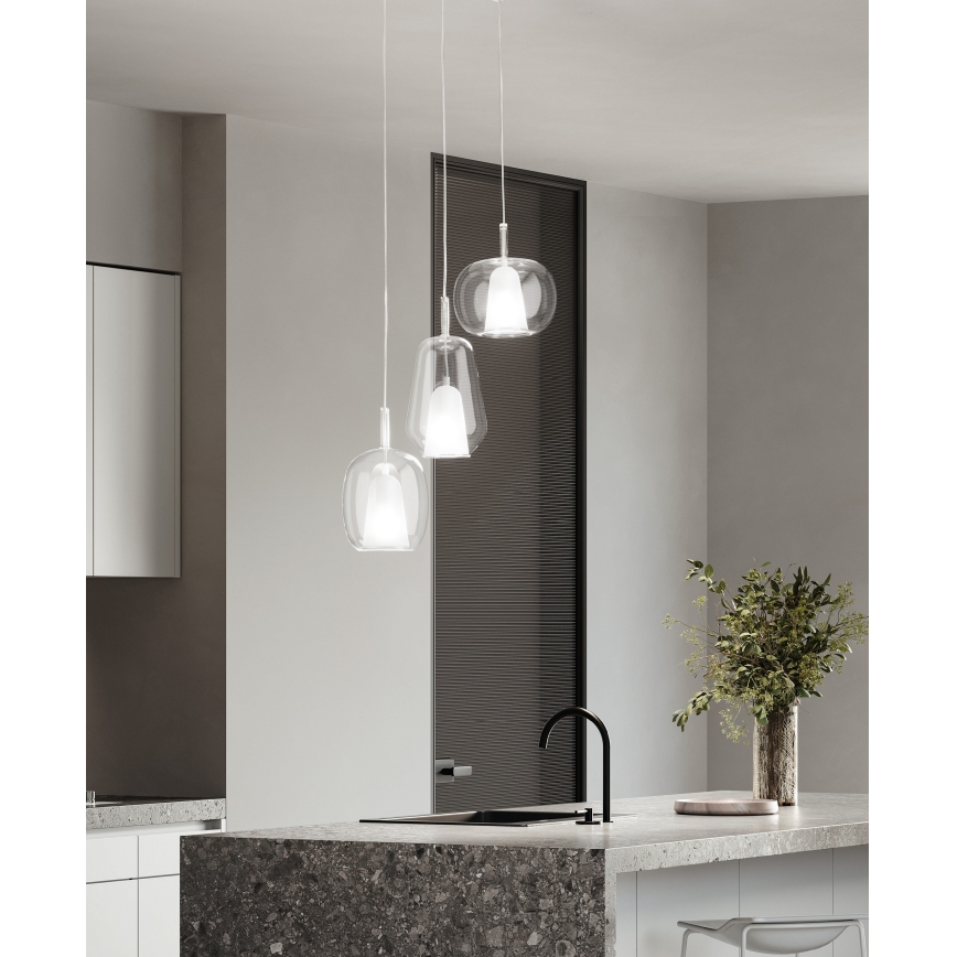 Ondaluce - Lustr na lanku THELMA 1xE27/15W/230V pr. 19,5 cm zlatá/čirá