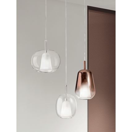Ondaluce - Lustr na lanku THELMA 1xE27/15W/230V pr. 19,5 cm zlatá/čirá