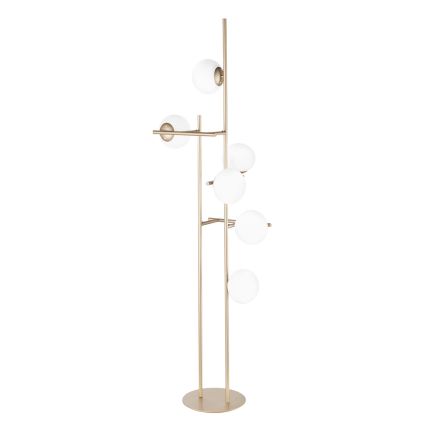 Ondaluce - Stojací lampa JEWEL 6xE14/10W/230V 166 cm zlatá/bílá