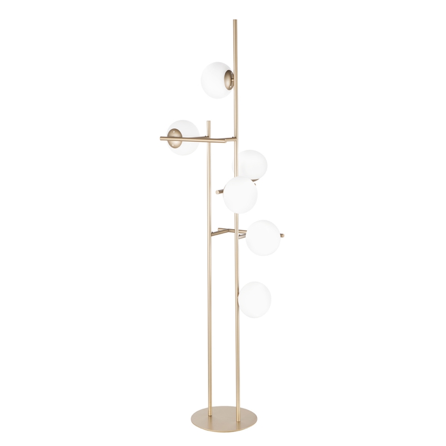 Ondaluce - Stojací lampa JEWEL 6xE14/10W/230V 166 cm zlatá/bílá