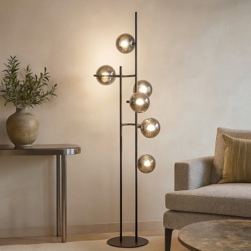 Ondaluce - Stojací lampa JEWEL 6xE14/10W/230V kouřová černá