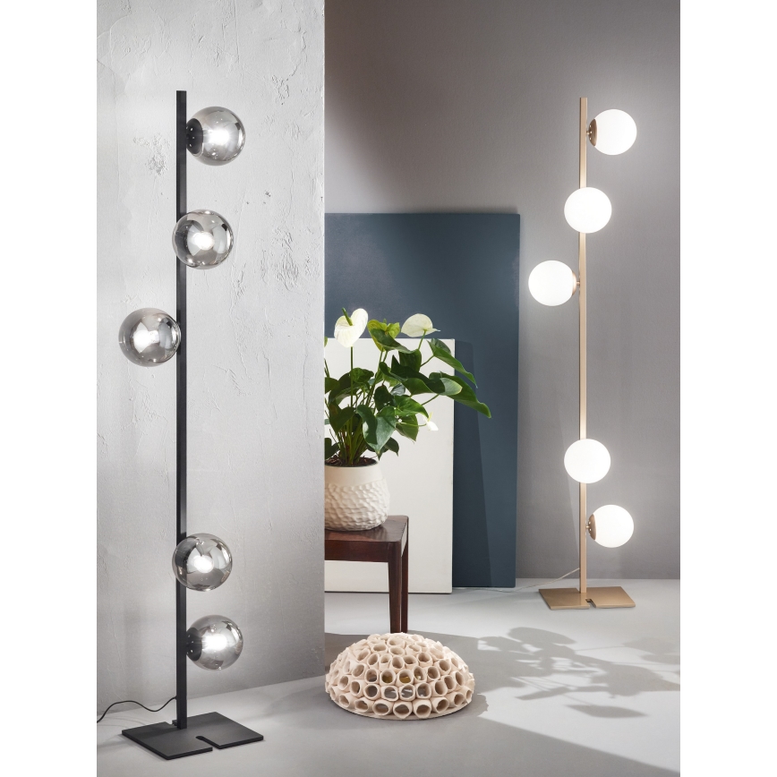 Ondaluce - Stojací lampa MONILE 5xE14/10W/230V 170 cm zlatá/bílá