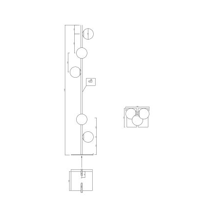 Ondaluce - Stojací lampa MONILE 5xE14/10W/230V 170 cm zlatá/bílá