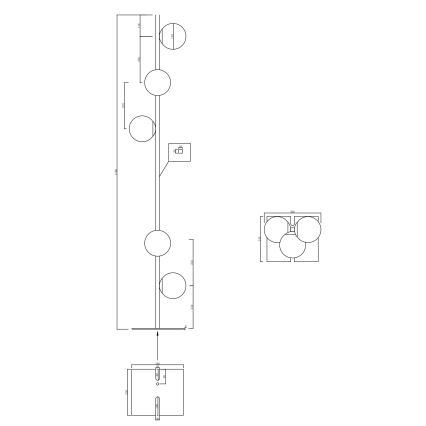 Ondaluce - Stojací lampa MONILE 5xE14/10W/230V černá/kouřová černá