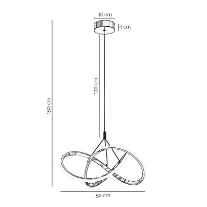 ONLI - LED Lustr na lanku LOOP LED/40W/230V 4000K lesklý chrom