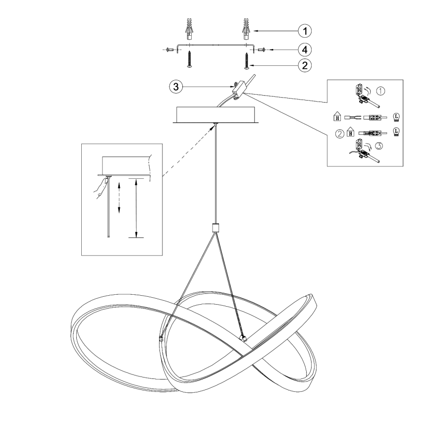 ONLI - LED Lustr na lanku LOOP LED/40W/230V 4000K lesklý chrom