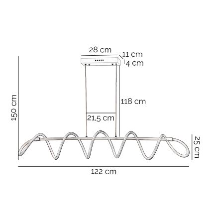 ONLI - LED Lustr na lanku SPIRALE LED/72W/230V 3000K bílá