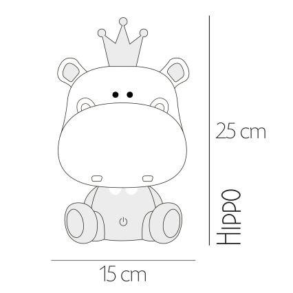 ONLI - LED Stmívatelná dětská noční lampička PUPPIES LED/3W/230V 25 cm hroch/zelená