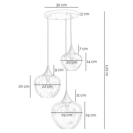 ONLI - Lustr na lanku ELIDE 3xE27/15W/230V černá/měděná