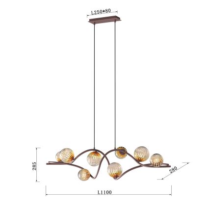ONLI - Lustr na lanku FRIDA 8xG9/10W/230V měděná