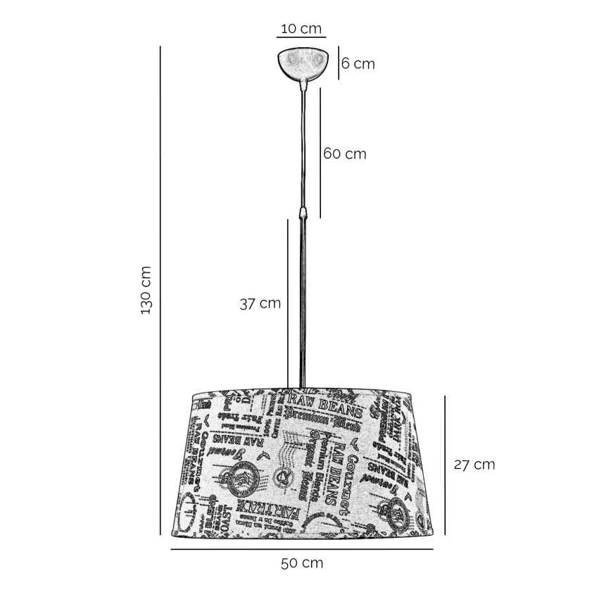 ONLI - Lustr na lanku MAIDA 1xE27/15W/230V pr. 50 cm hnědá