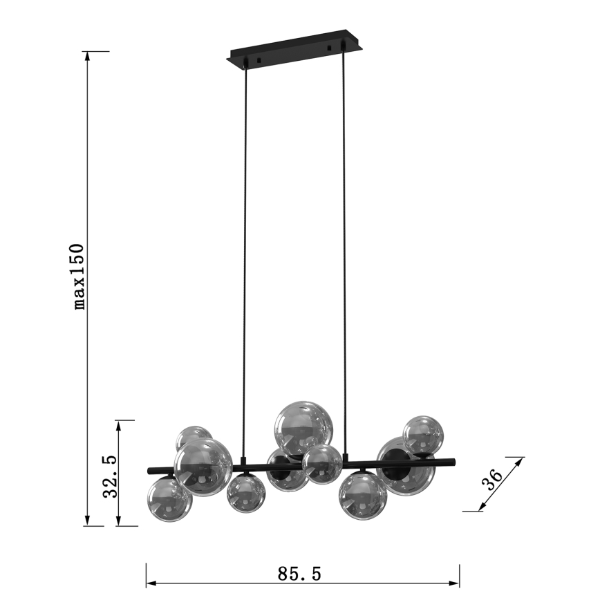 ONLI - Lustr na lanku PALOMA 10xG9/3W/230V černá/kouřová