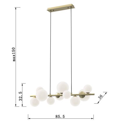 ONLI - Lustr na lanku PALOMA 10xG9/3W/230V zlatá