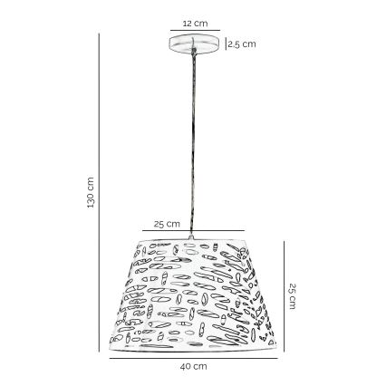 ONLI - Lustr na lanku RICKY 1xE27/15W/230V pr. 40 cm bílá