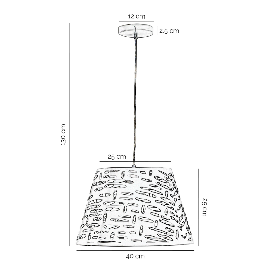 ONLI - Lustr na lanku RICKY 1xE27/15W/230V pr. 40 cm bílá