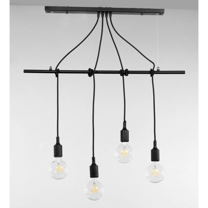 ONLI - Lustr na lanku WIRE 4xE27/15W/230V černá