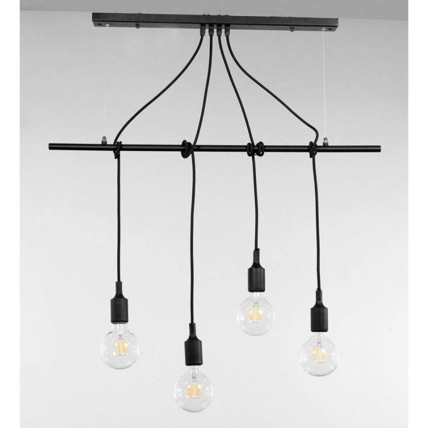 ONLI - Lustr na lanku WIRE 4xE27/15W/230V černá