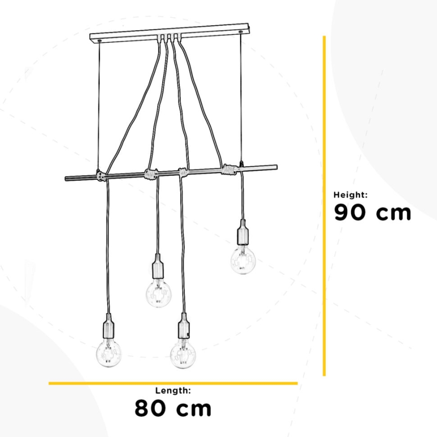 ONLI - Lustr na lanku WIRE 4xE27/15W/230V černá