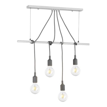 ONLI - Lustr na lanku WIRE 4xE27/15W/230V šedá/bílá