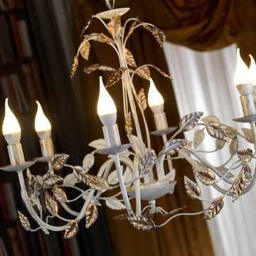 ONLI - Lustr na řetězu COLLANA 6xE14/6W/230V bílá/zlatá