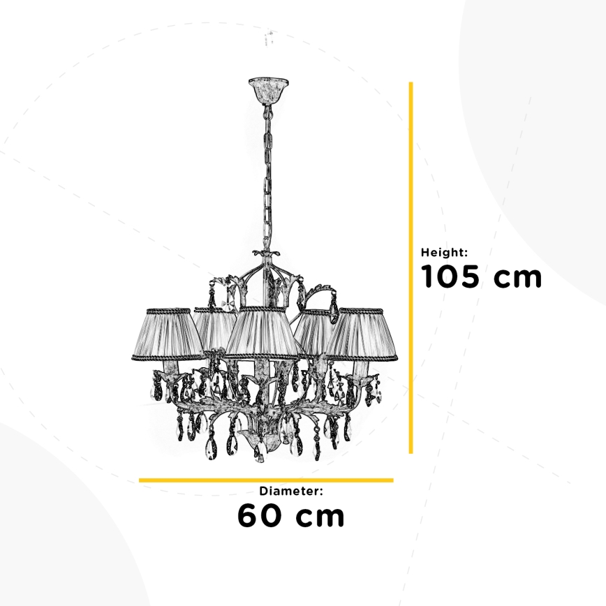 ONLI - Lustr na řetězu KAREN 5xE14/6W/230V bílá