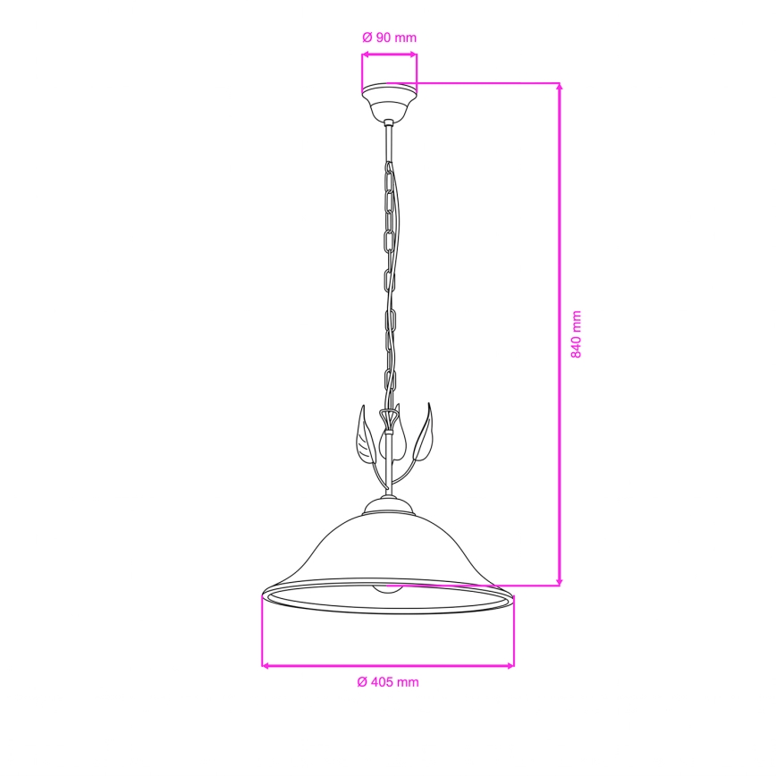 ONLI - Lustr na řetězu MIRA 1xE27/22W/230V pr. 40 cm