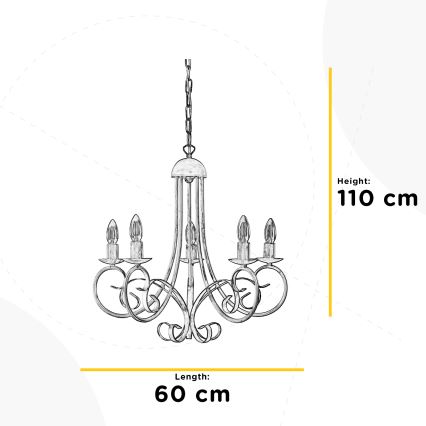 ONLI - Lustr na řetězu POMPEI 5xE14/6W/320V krémová