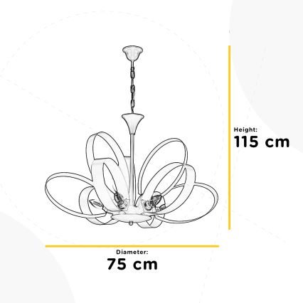 ONLI - Lustr na řetězu SERENA 9xE14/6W/230V bílá