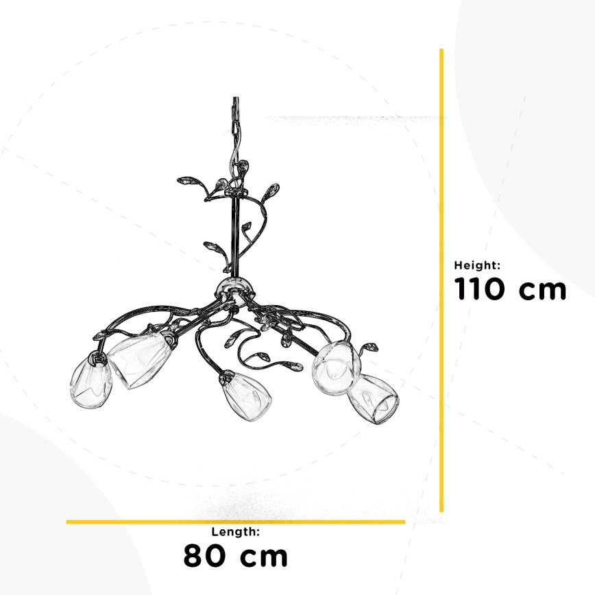 ONLI - Lustr na řetězu SHARON 5xE14/6W/230V