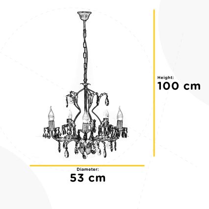 ONLI - Lustr na řetězu TERESA 5xE14/6W/230V bílá