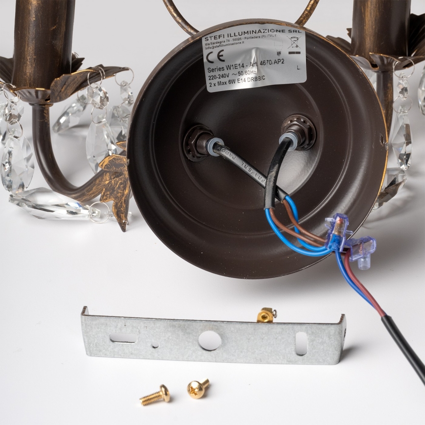 ONLI - Nástěnné svítidlo TERESA 2xE14/6W/230V bronzová