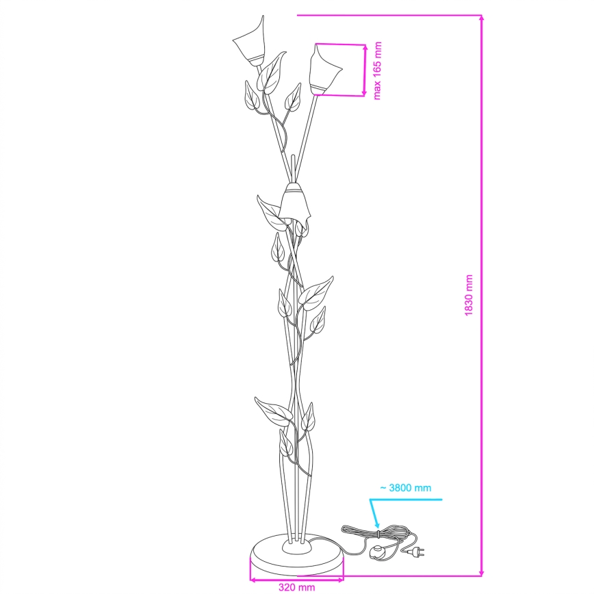 ONLI - Stojací lampa MIRANDA 3xE14/6W/230V