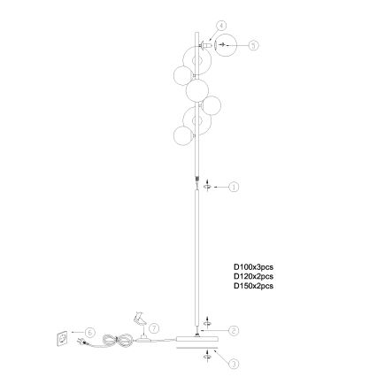 ONLI - Stojací lampa PALOMA 7xG9/10W/230V černá/kouřová
