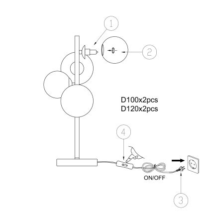 ONLI - Stolní lampa PALOMA 4xG9/10W/230V 48 cm zlatá