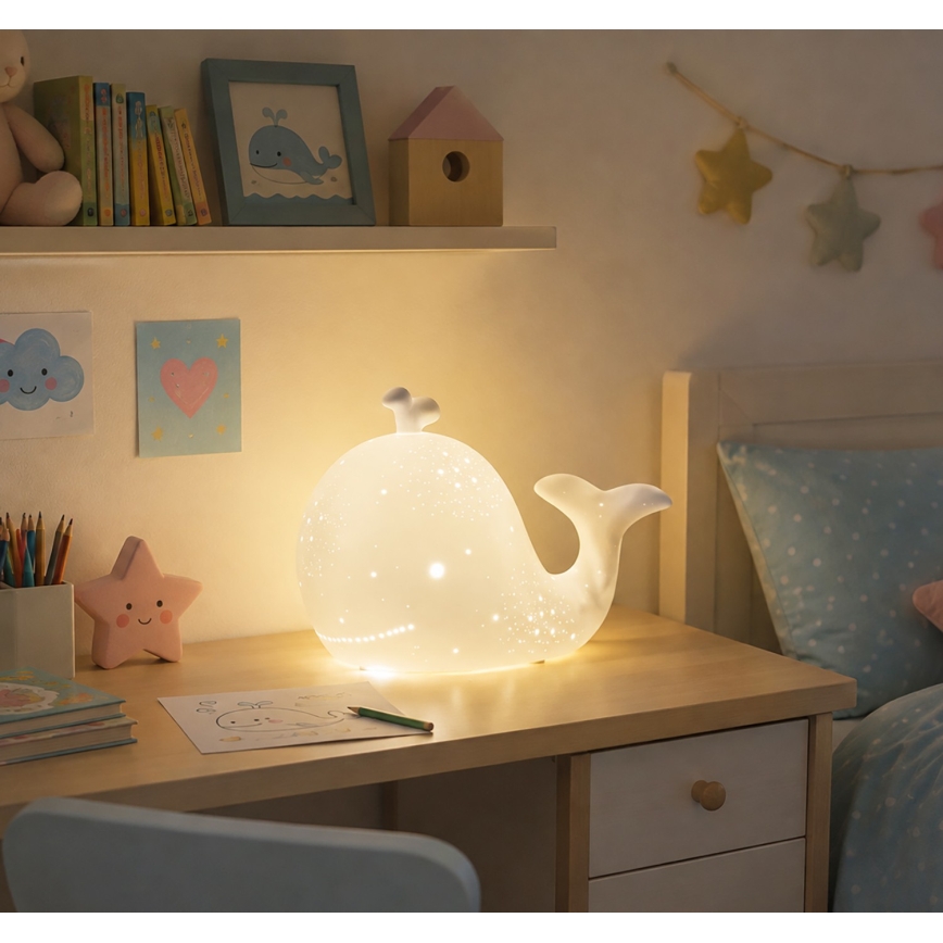 ONLI - Stolní lampa PORCELLANA 1xE14/6W/230V 16,2 cm velryba