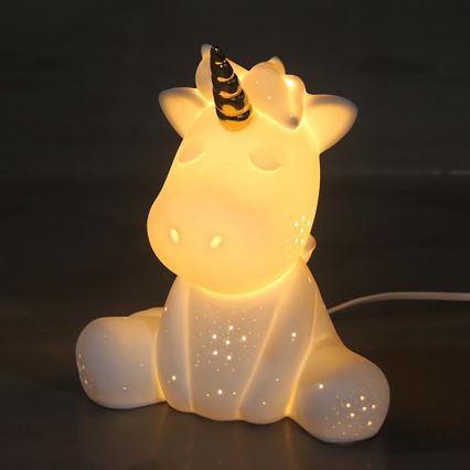 ONLI - Stolní lampa PORCELLANA 1xE14/6W/230V 23,5 cm jednorožec