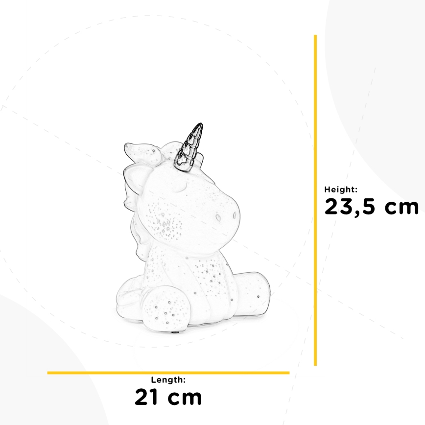 ONLI - Stolní lampa PORCELLANA 1xE14/6W/230V 23,5 cm jednorožec