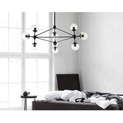 Open Design OR80094 - Lustr na tyči BAO 10xE27/8W/230V černá