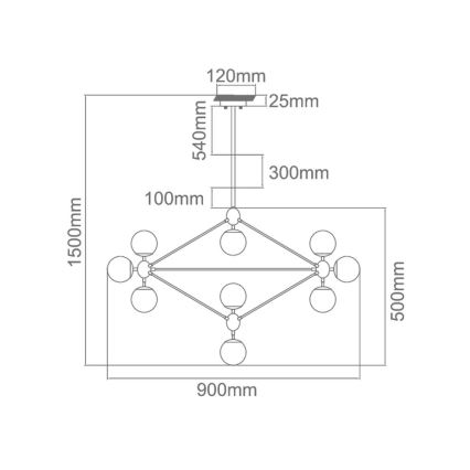 Open Design OR80094 - Lustr na tyči BAO 10xE27/8W/230V černá
