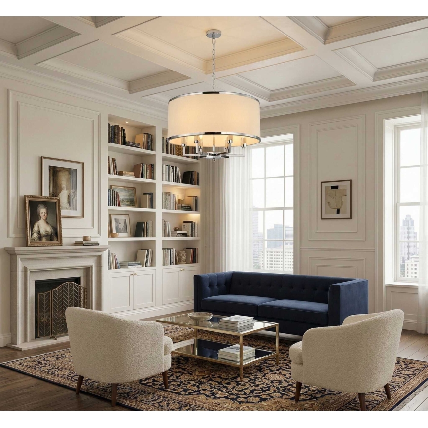 Open Design OR80216 - Lustr na řetězu CASA 6xE14/15W/230V krémová/lesklý chrom