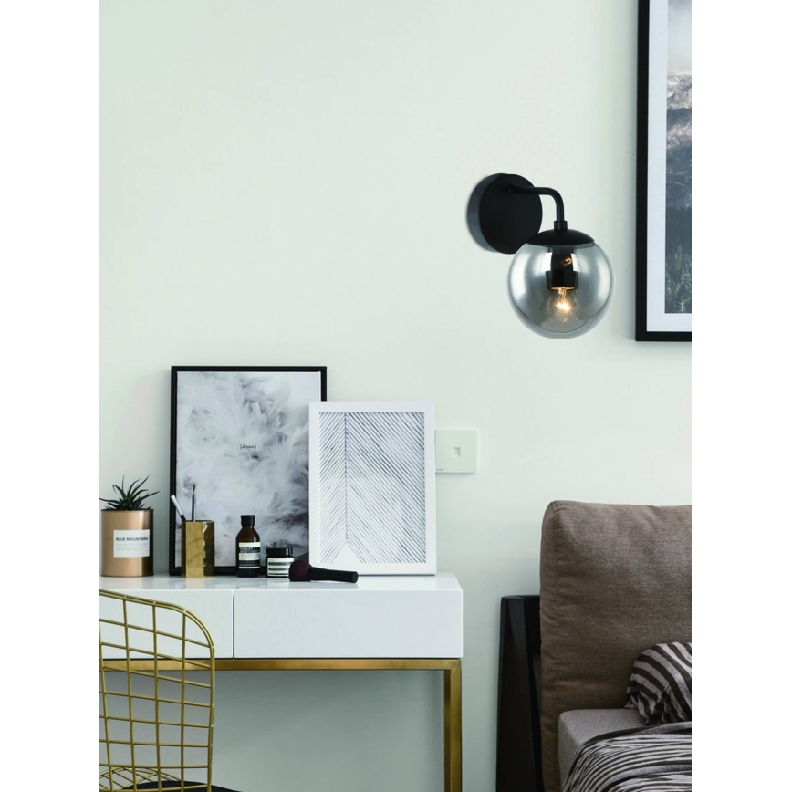 Open Design OR81411 - Nástěnná lampa BAO 1xE27/8W/230V černá/kouřová šedá
