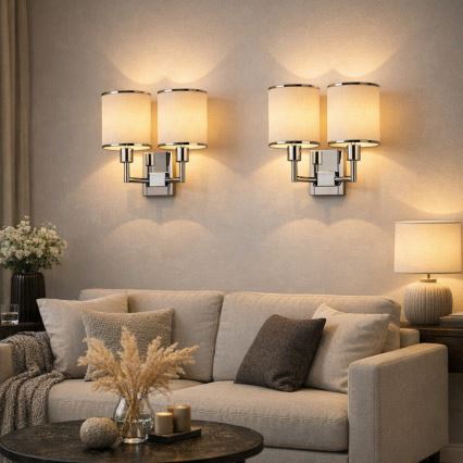 Open Design OR81497 - Nástěnná lampa CASA 2xE14/12W/230V lesklý chrom/krémová