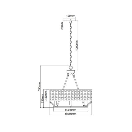 Open Design OR84382 - Lustr na řetězu VERNO 6xE14/12W/230V mosaz