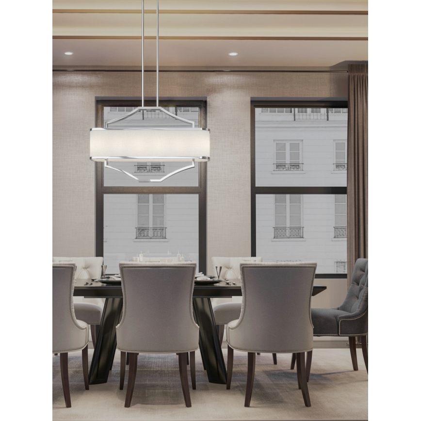 Open Design OR84849 - Lustr na tyči GERDO OVALE 6xE14/12W/230V lesklý chrom/bílá